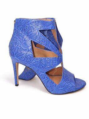NEW Rachel Roy Blue Cutout Embossed Heels – Size 10 Statement Sandals